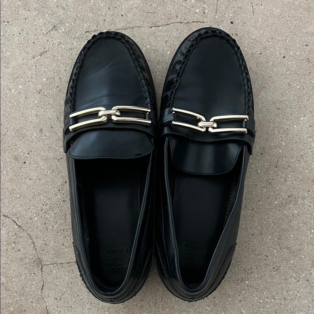 ASOS Black Loafers with Gold Hardware